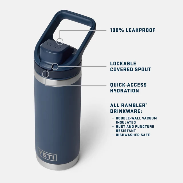 Yeti Rambler 18oz Bottle with Flip Chug Cap Features Yeti Rambler 18oz Bottle with Flip Chug Cap Features